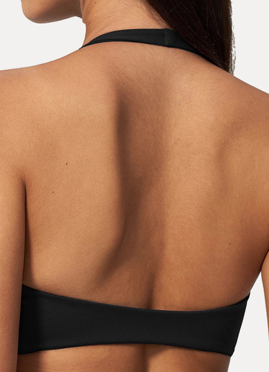 Deep V Halter Bra Carbon Black Back view