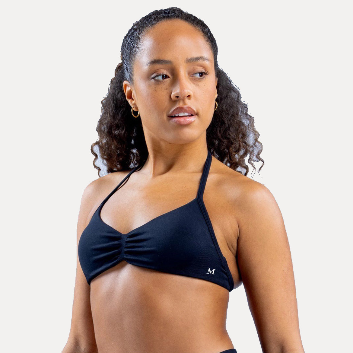 Ruched Halter Bra Deep Midnight Front view